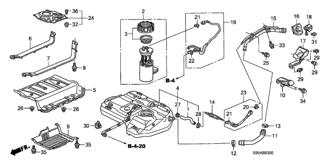 2008 Honda Pilot 5 Door EX (2WD) KA 5AT Fuel Tank Diagram