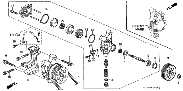 2000 Honda Civic Pump Sub-Assembly, Power Steering (Indent Mark O) Diagram for 56110-P2A-023