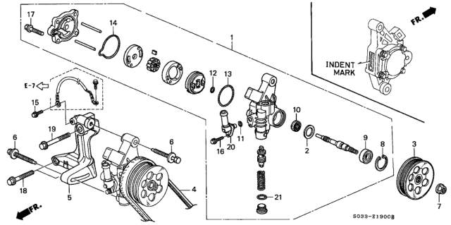 1999 Honda Civic P.S. Pump - Bracket Diagram