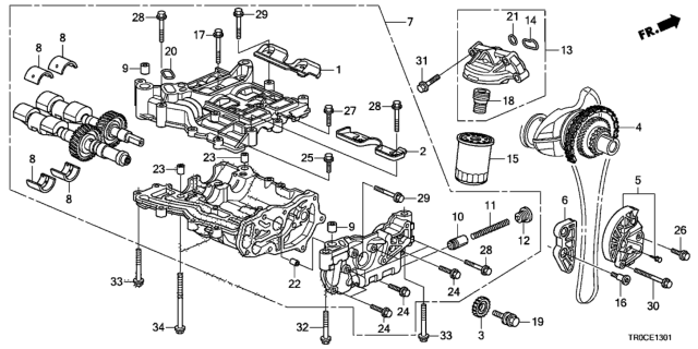 2014 Honda Civic 4 Door SI (HPT) KA 6MT Oil Pump (2.4L) Diagram