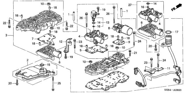 2003 Honda Civic 4 Door MX (HYBRID) KL CVT AT Valve Body Diagram