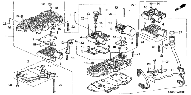 2005 Honda Civic AT Valve Body Diagram