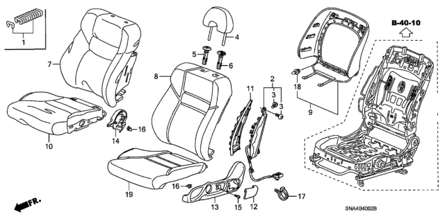 2007 Honda Civic Cover, Left Front Seat Cushion Trim (Graphite Black) Diagram for 81531-SNX-A01ZA