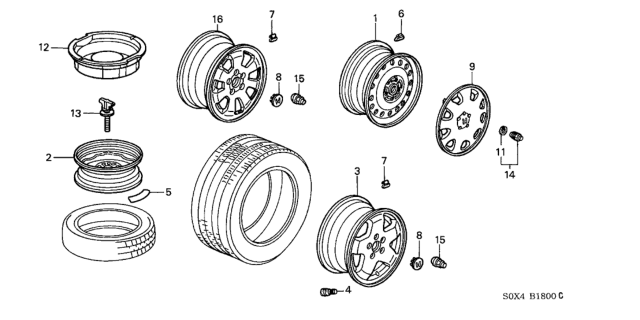 2000 Honda Odyssey Disk, Aluminum Wheel (16X6 1/2Jj) Diagram for 42700-S0X-A91