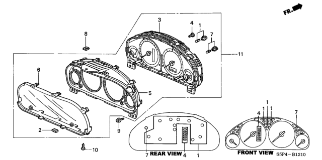 2002 Honda Civic Meter, Combination Diagram for 04783-S5P-A31