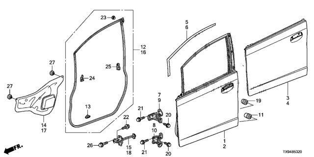 2013 Honda Fit EV Front Door Panels Diagram