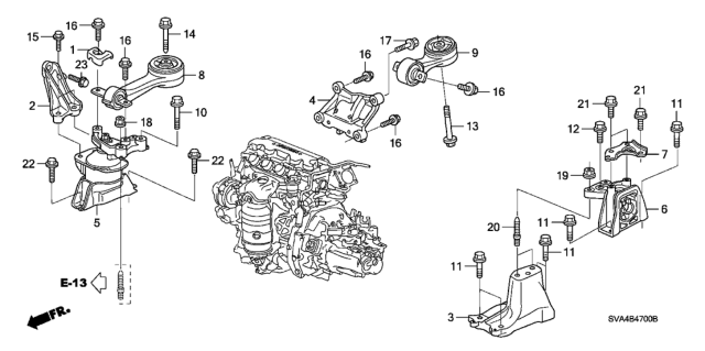 2007 Honda Civic Engine Mounts (1.8L) Diagram