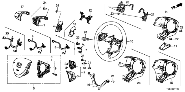 2015 Honda Civic Plate Set, Horn Diagram for 77811-TR0-A90