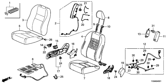 2013 Honda Fit EV Cover, R. Reclining (Outer) *NH643L* (LIGHT GRAY) Diagram for 81238-TA0-A01ZN