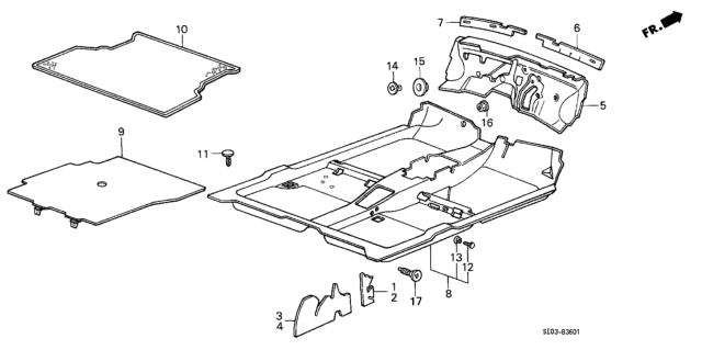 1987 Honda Accord Floor Mat *B49L* (FAIR BLUE) Diagram for 83301-SE4-A10ZB