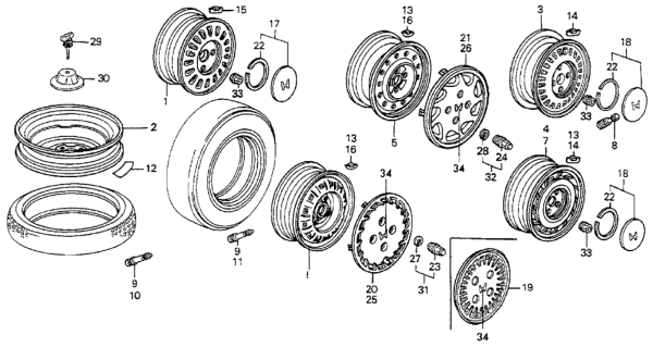 1988 Honda Accord Trim, Passenger Side Wheel (14") Diagram for 44733-SE0-983