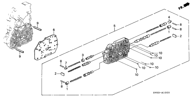 1995 Honda Accord AT Secondary Body Diagram