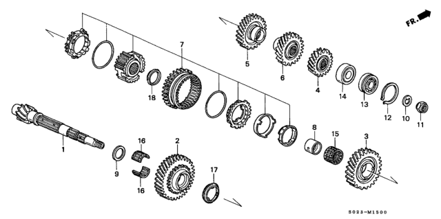 2000 Honda Civic Gear, Countershaft Low Diagram for 23421-P21-000