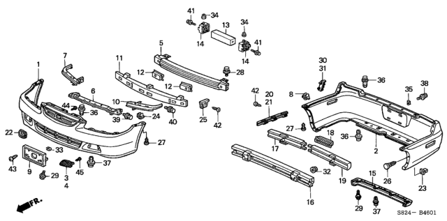 2001 Honda Accord Spoiler, Rear Bumper Air (Satin Silver Metallic) Diagram for 71510-S82-A00ZE