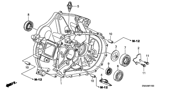 2009 Honda Civic 4 Door SI (HPT) KA 6MT MT Clutch Case (2.0L) Diagram