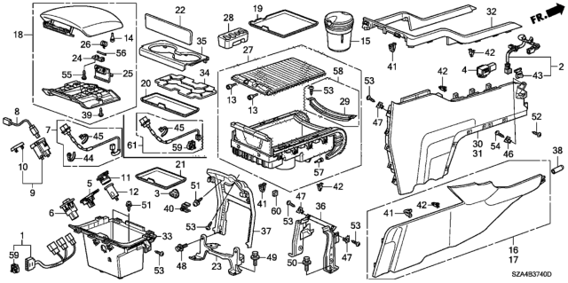 2010 Honda Pilot Center Console Diagram 1