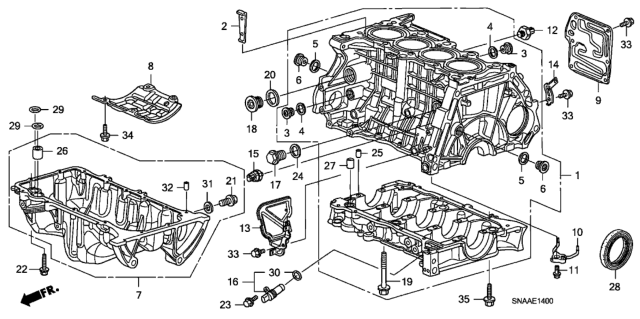 2009 Honda Civic Cylinder Block - Oil Pan (1.8L) Diagram