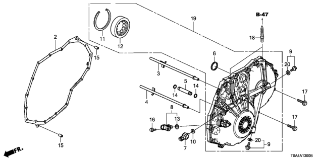 2015 Honda CR-V AT Left Side Cover (CVT) Diagram