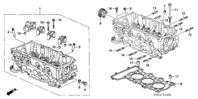2005 Honda Insight Cylinder Head Assembly Diagram for 12100-PHM-010