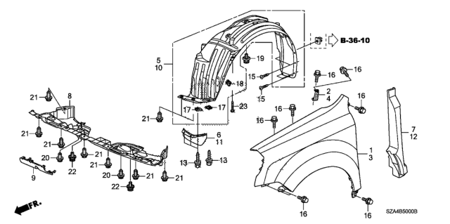 2011 Honda Pilot Front Fenders Diagram