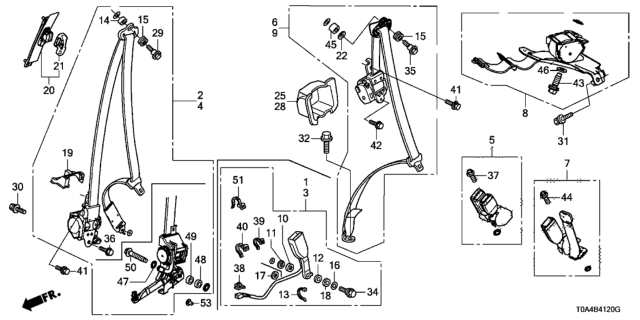 2015 Honda CR-V Buckle Set*YR449L* Diagram for 04813-T0G-A00ZD