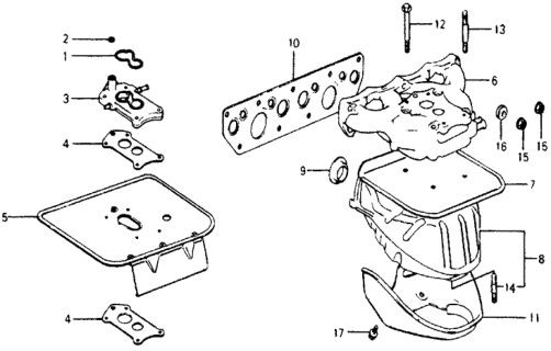 1978 Honda Accord Manifold Assembly, Exhuast Diagram for 18000-657-923