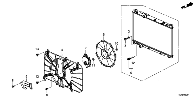 2020 Honda CR-V Hybrid Fan Complete, Cooling Diagram for 19020-5TZ-H01