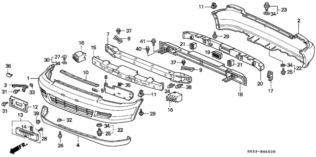 1993 Honda Civic Face, Rear Bumper Diagram for 71501-SR3-505ZZ