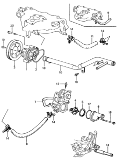 1983 Honda Civic 4 Door ** (1500) KA HMT Water Pump - Thermostat Diagram