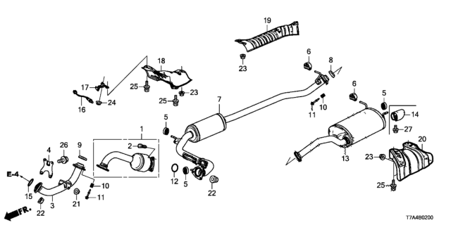 2020 Honda HR-V Muffler, Exhaust Diagram for 18307-T7W-A01