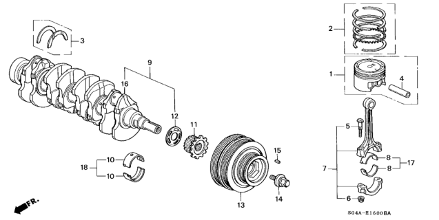 1998 Honda Civic Ring Set, Piston (Over Size) (0.50) (Riken) Diagram for 13031-P07-004