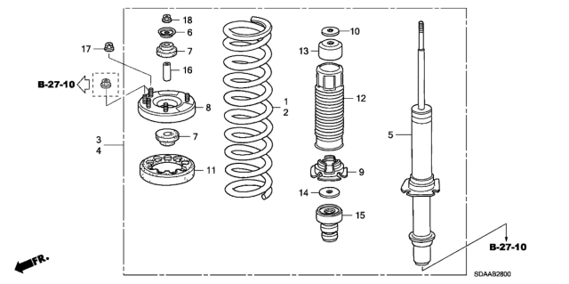 2007 Honda Accord Spring, Front Diagram for 51401-SDB-A32