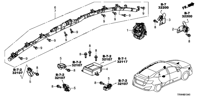 2018 Honda Clarity Plug-In Hybrid Unit Assembly, Srs Diagram for 77960-TRW-A21