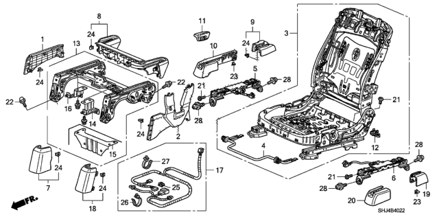 2008 Honda Odyssey Front Seat Components (Passenger Side) Diagram