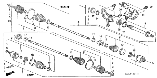 2005 Honda Accord Driveshaft (V6) Diagram