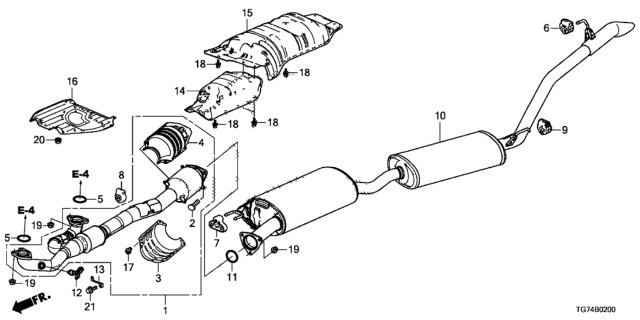 2017 Honda Pilot Exhaust Pipe - Muffler Diagram