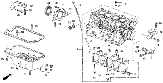 1990 Honda Civic Cylinder Block - Oil Pan Diagram