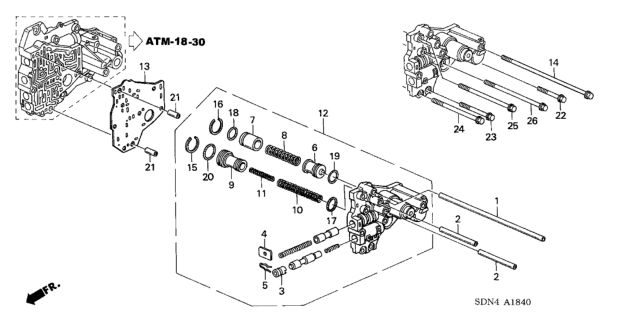 2006 Honda Accord AT Top Accumulator Body (V6) Diagram