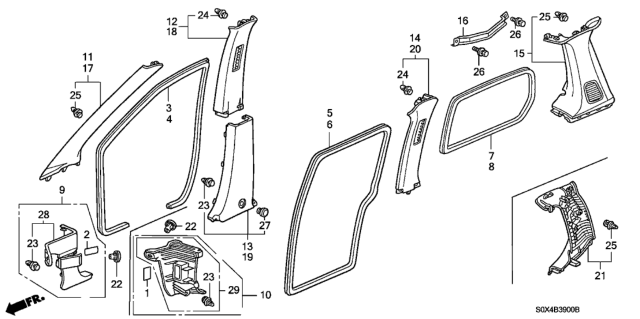 1999 Honda Odyssey Lining, R. Cowl Side *YR169L* (MILD BEIGE) Diagram for 83111-S0X-A01ZC