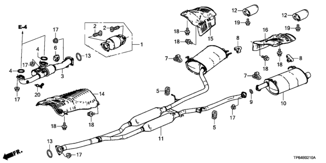 2014 Honda Crosstour Exhaust Pipe Diagram