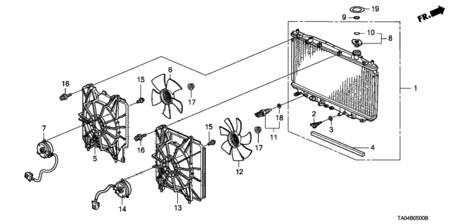 2010 Honda Accord Fan, Cooling Diagram for 19020-RWP-J51