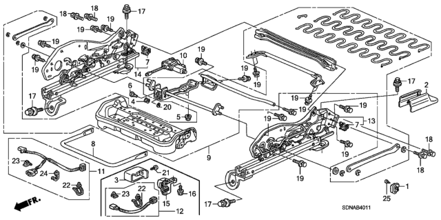 2007 Honda Accord Adjuster, L. Slide (Inner) Diagram for 81670-SDN-A31