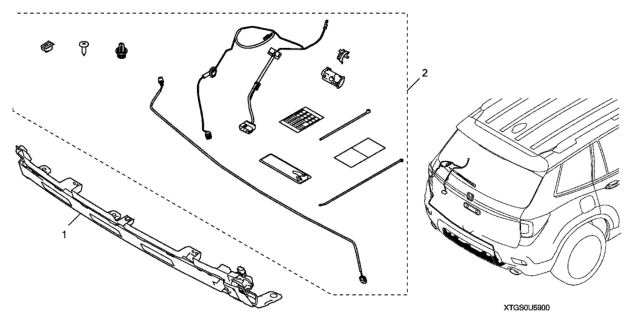 2021 Honda Passport 5 Door EXL (2WD) KA 9AT Tailgate Kick Sensor (HFA - Hands Free Assist) Diagram