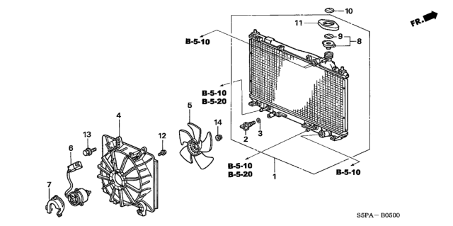 2005 Honda Civic Radiator (Denso) Diagram