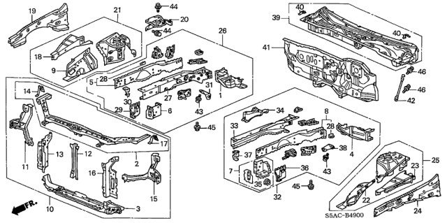 2005 Honda Civic Wheelhouse Sub-Set, R. FR. Diagram for 04642-S5A-E01ZZ