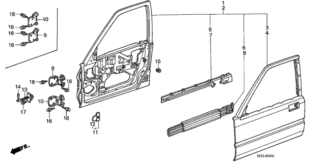 1989 Honda Accord Panel, L. FR. Door Diagram for 67050-SE3-A00ZZ