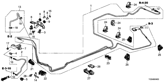 2020 Honda Passport 5 Door EXL (2WD) KA 9AT Fuel Pipe Diagram