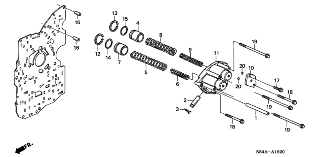 2002 Honda Accord 4 Door LX (V6) KA 4AT AT Accumulator Body (V6) Diagram