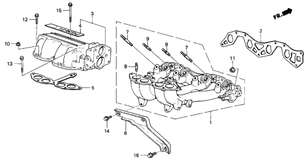 1986 Honda Civic Gasket, Intake Manifold (Upper) Diagram for 17116-PE2-000