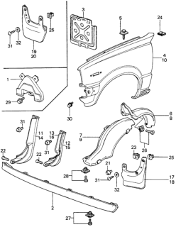 1982 Honda Civic 5 Door ** (WAGOVAN) KA HMT Front Fender Diagram